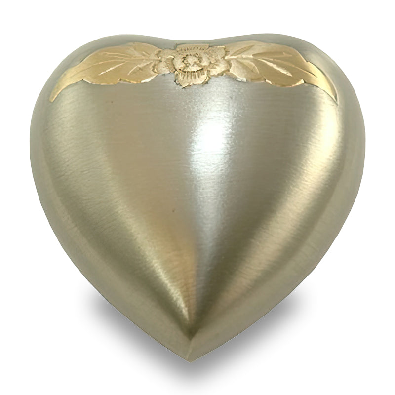 Avalon pewter floral cremation urn keepsake heart