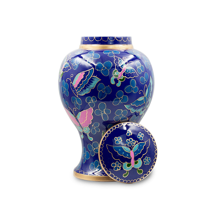 Hand-Painted Butterfly Garden Cremation Urn