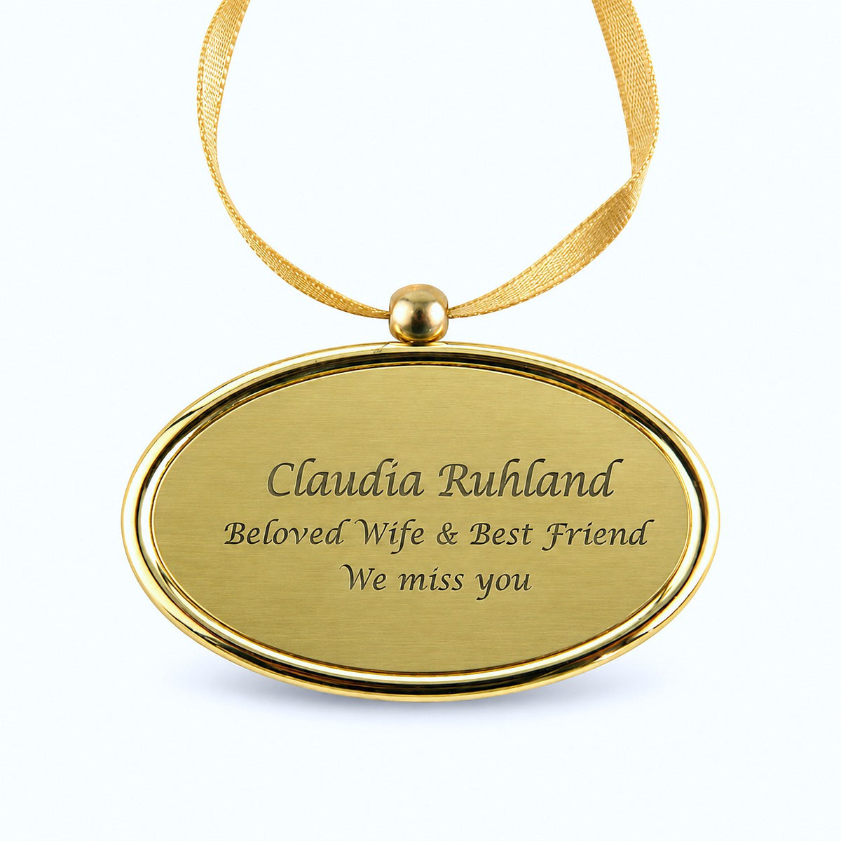 Gold Oval Pendant with Engraving