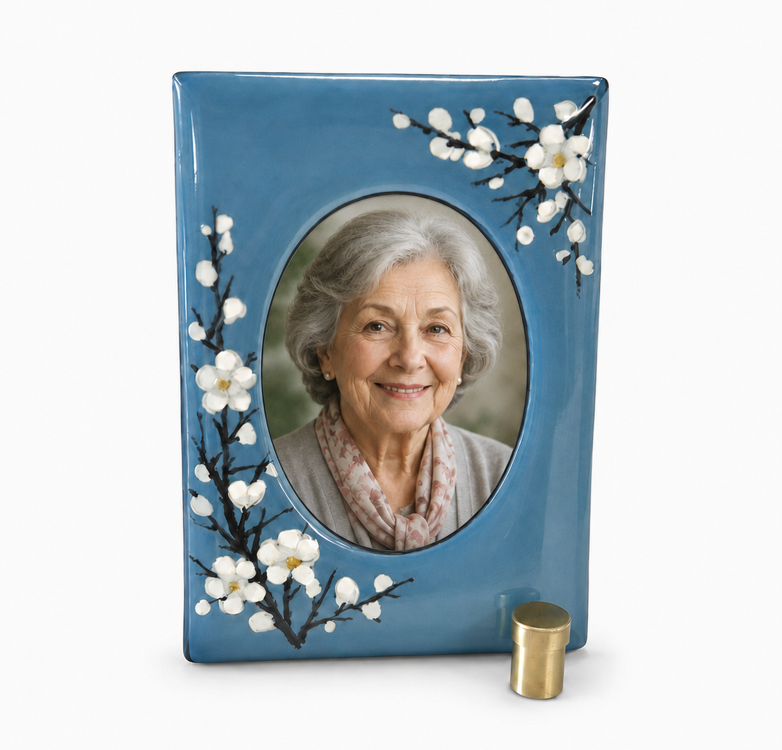 Plum Blossom Photo Frame with Cremation Keepsake