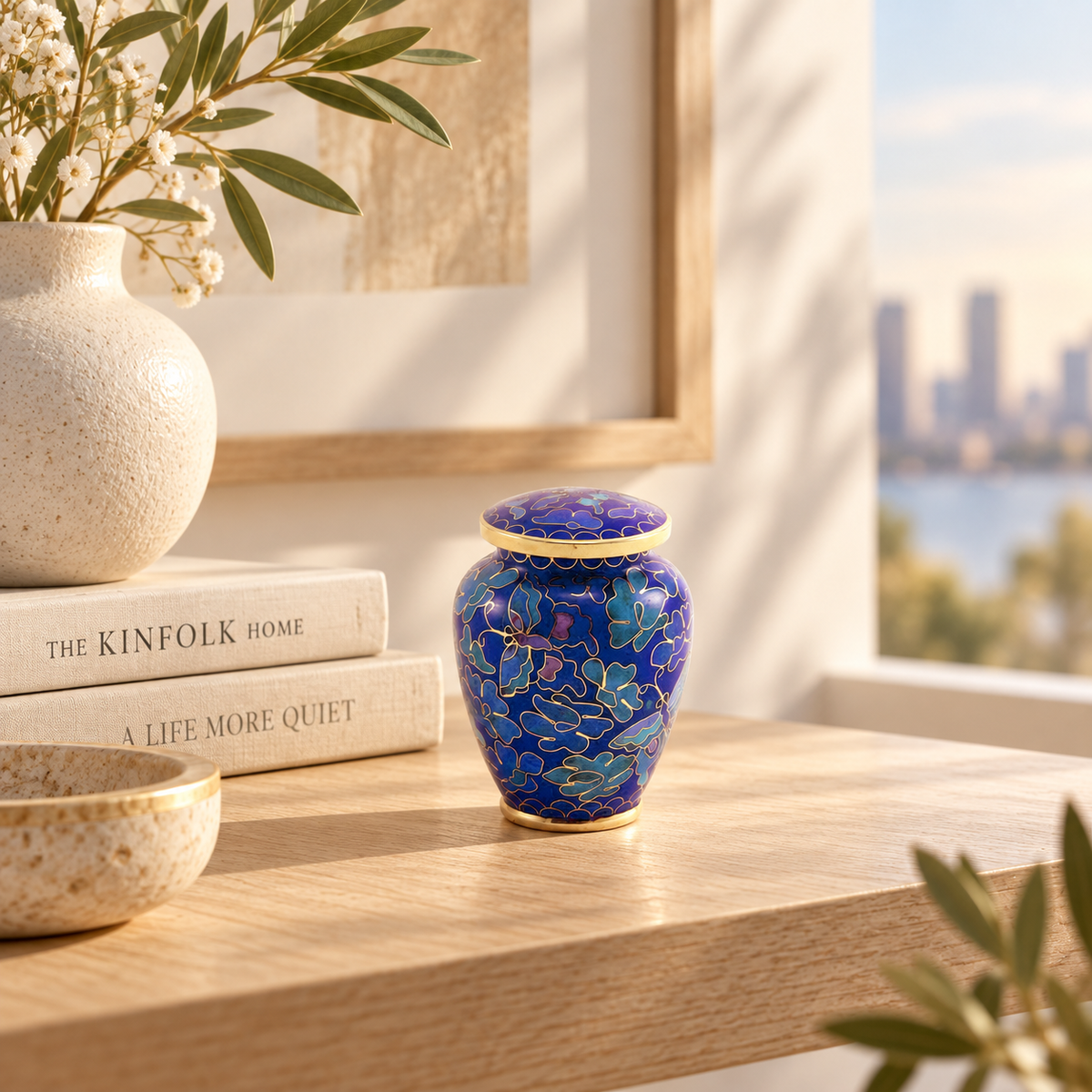 Nouveau Butterfly Cloisonné Cremation Urn - Keepsake