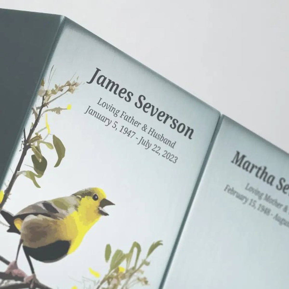 Golden Songbirds Right Companion Urn, Pewter - 200 cubic inches