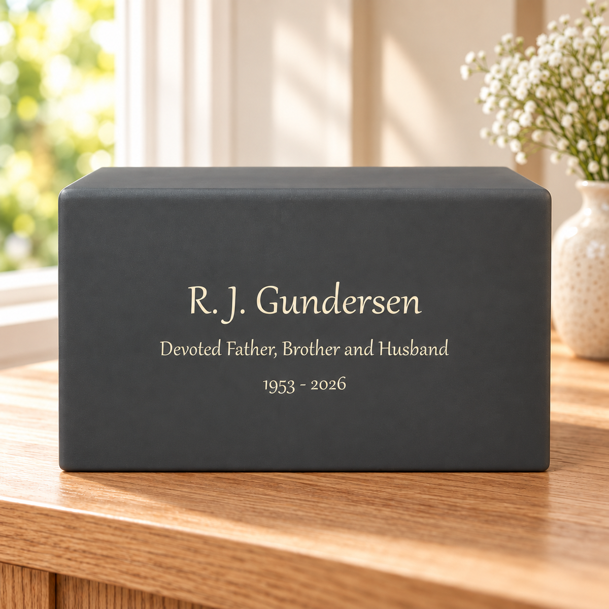 Large Adoration Cremation Urn Box 200 cubic inch - Graphite