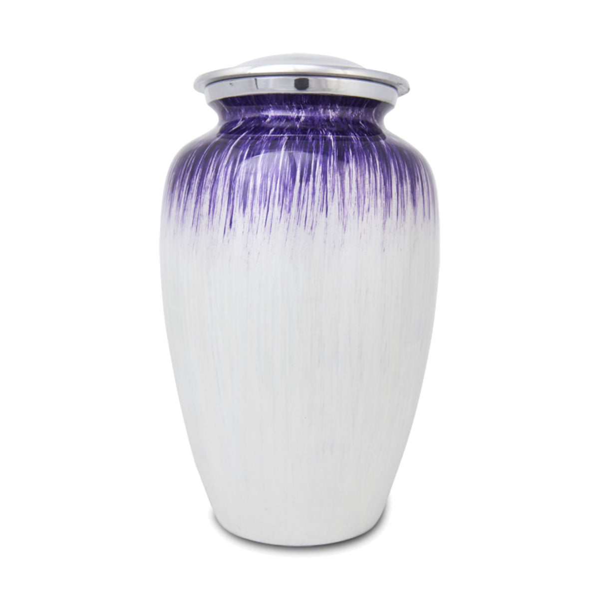 Enamel Finished Metal Alloy Cremation Urn - Purple and White