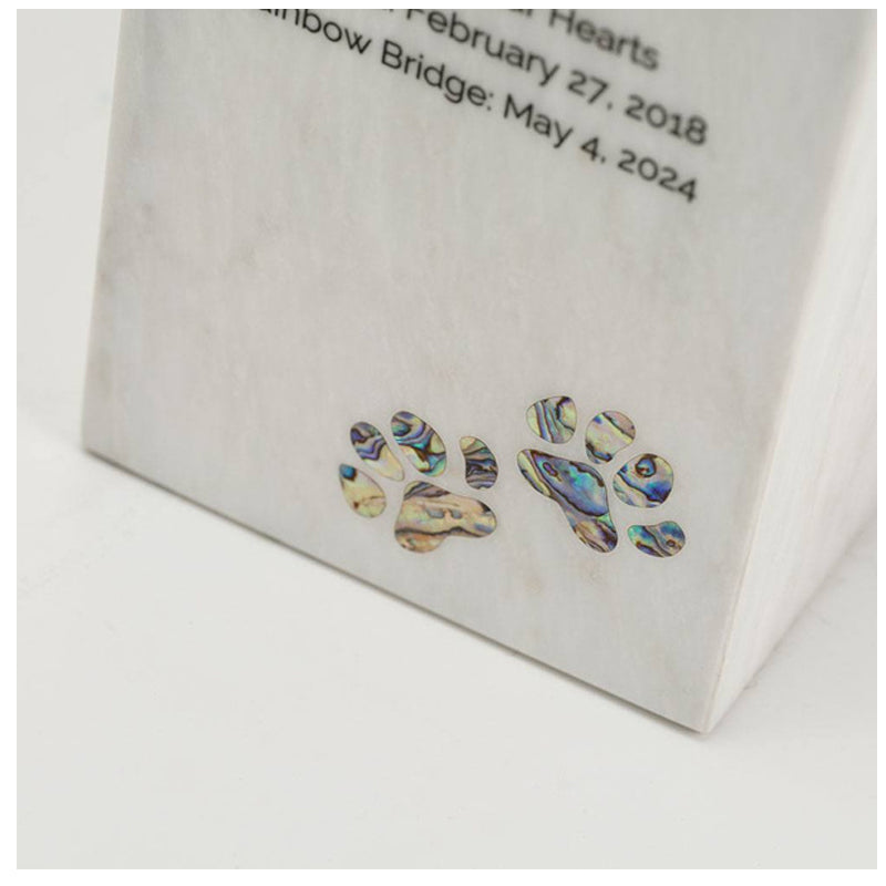 Monumental Memorials Pet Paws Pearl Inlay White - Small