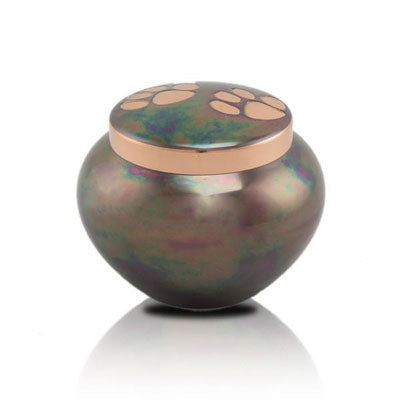 Extra Small Odyssey paw print Pet Urns - Raku