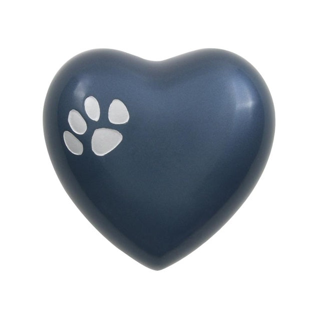 paw print pet cremation urn heart blue