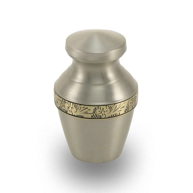 Avalon Pewter floral banded Cremation Urn - Keepsake