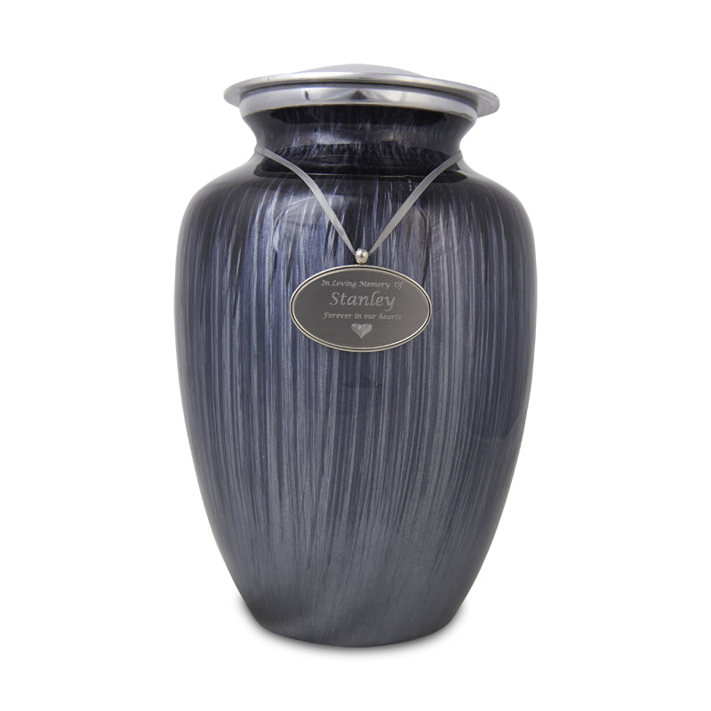 Extra Large Enamel Finished Metal Alloy Cremation Urn - Slate Blue