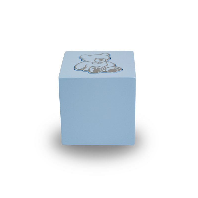 Baby Blue Teddy Bear Infant Cube cremation Urn