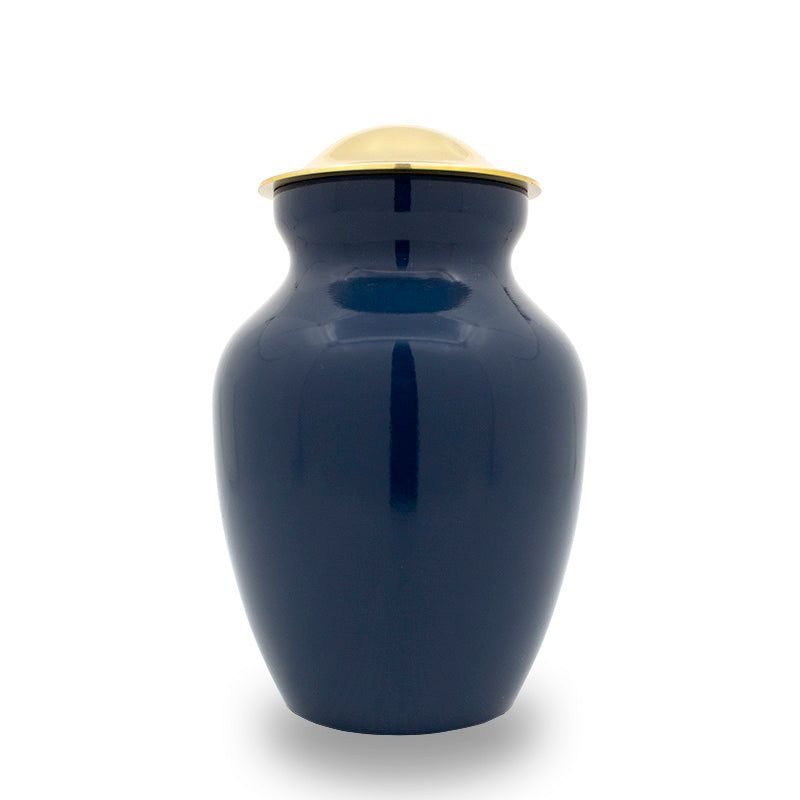 Navy blue small cremation urn