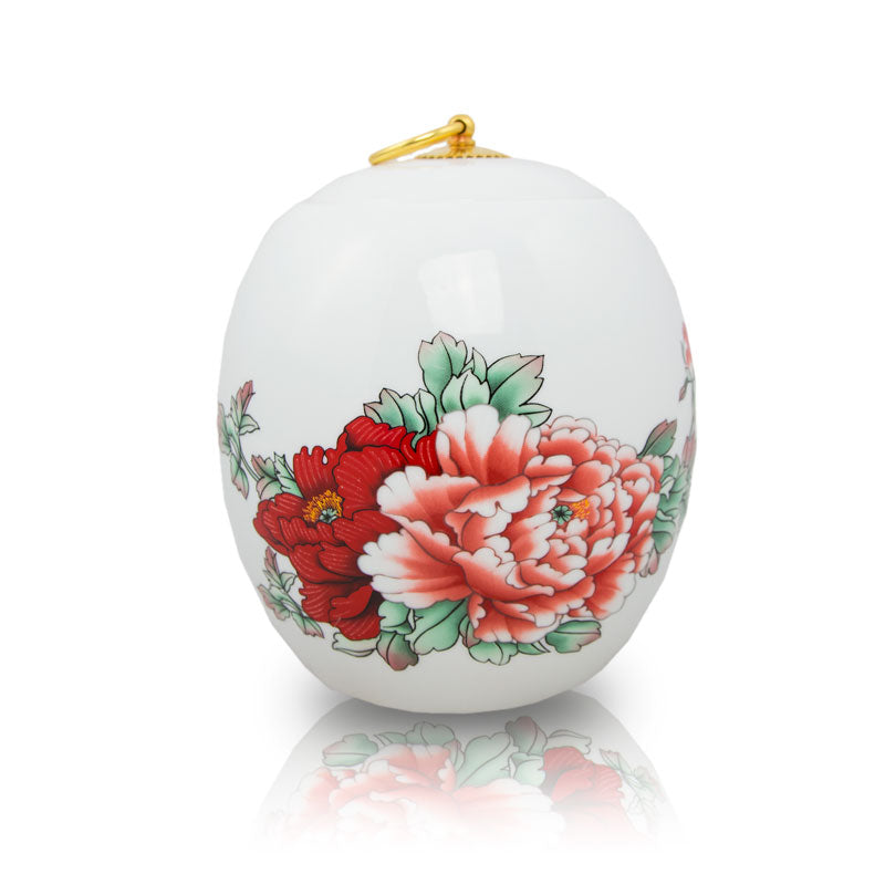 Red Peony Ceramic Cremation Urn - Small