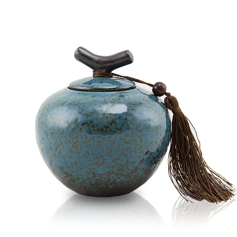 Small Ceramic Pet cremation Urn - Turquoise