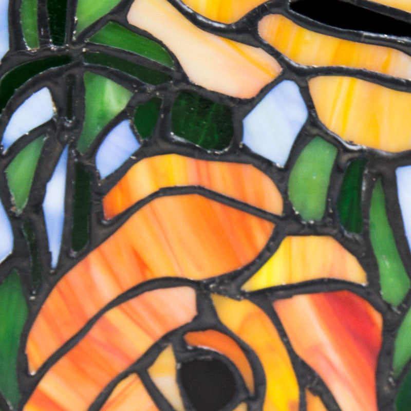 Red-Orange Poppy Stained Glass Cremation Urn