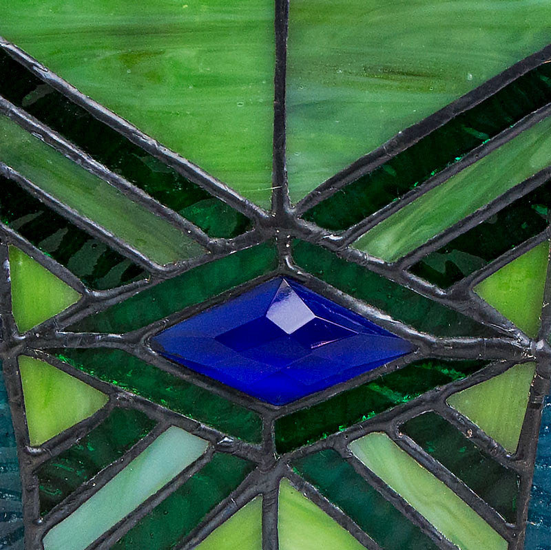 Emerald Mission Style Stained Glass Cremation Urn