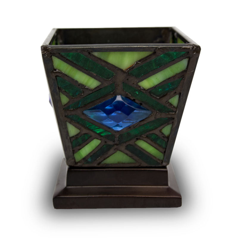 Emerald Mission Stained Glass Candle Cremation Keepsake