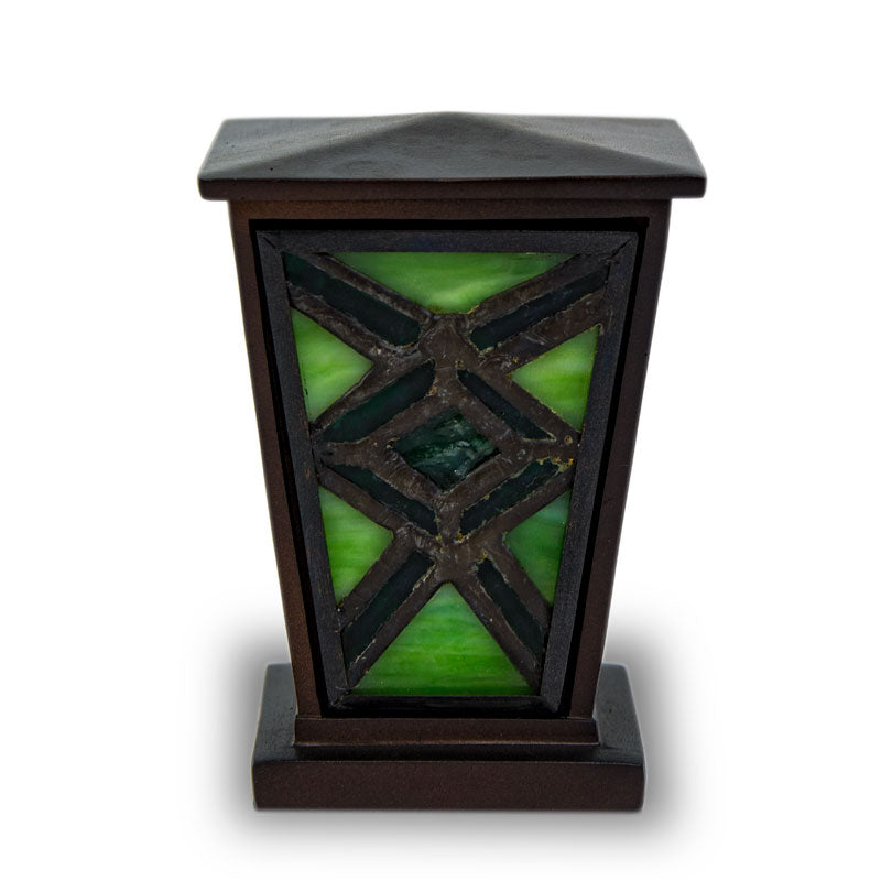 Emerald Mission Style Stained Glass Cremation Keepsake