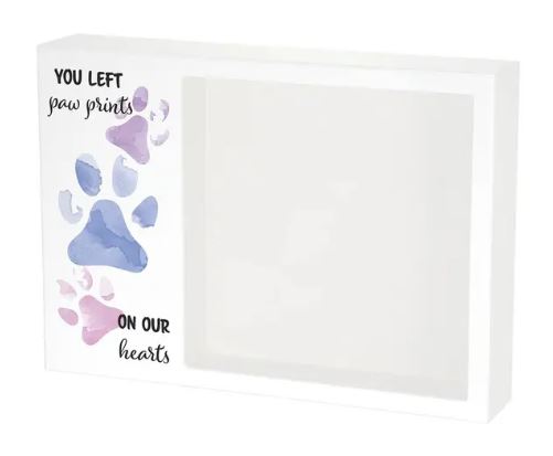 Shadowbox Pet Urn Paw Prints Purple