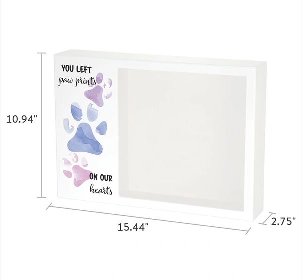 Shadowbox Pet Urn Paw Prints Purple