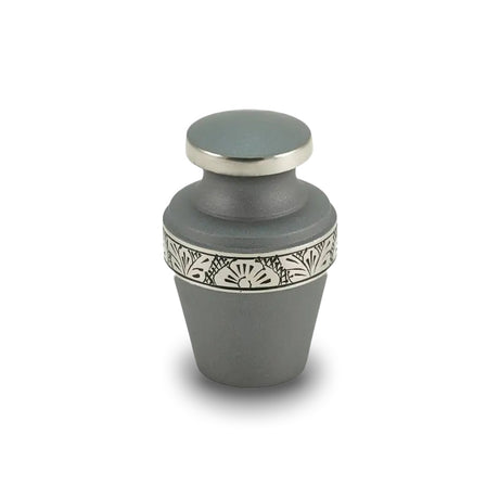 Grecian Floral Banded Pewter Keepsake Cremation Urn