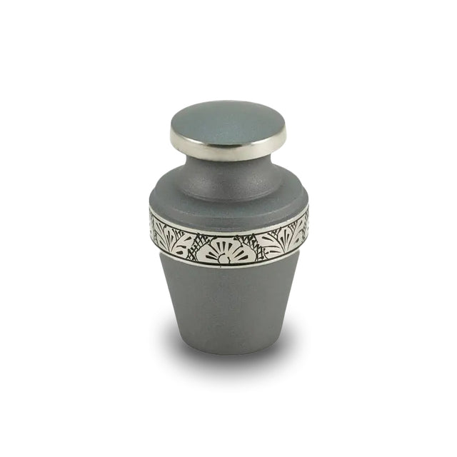 Grecian Floral Banded Pewter Keepsake Cremation Urn