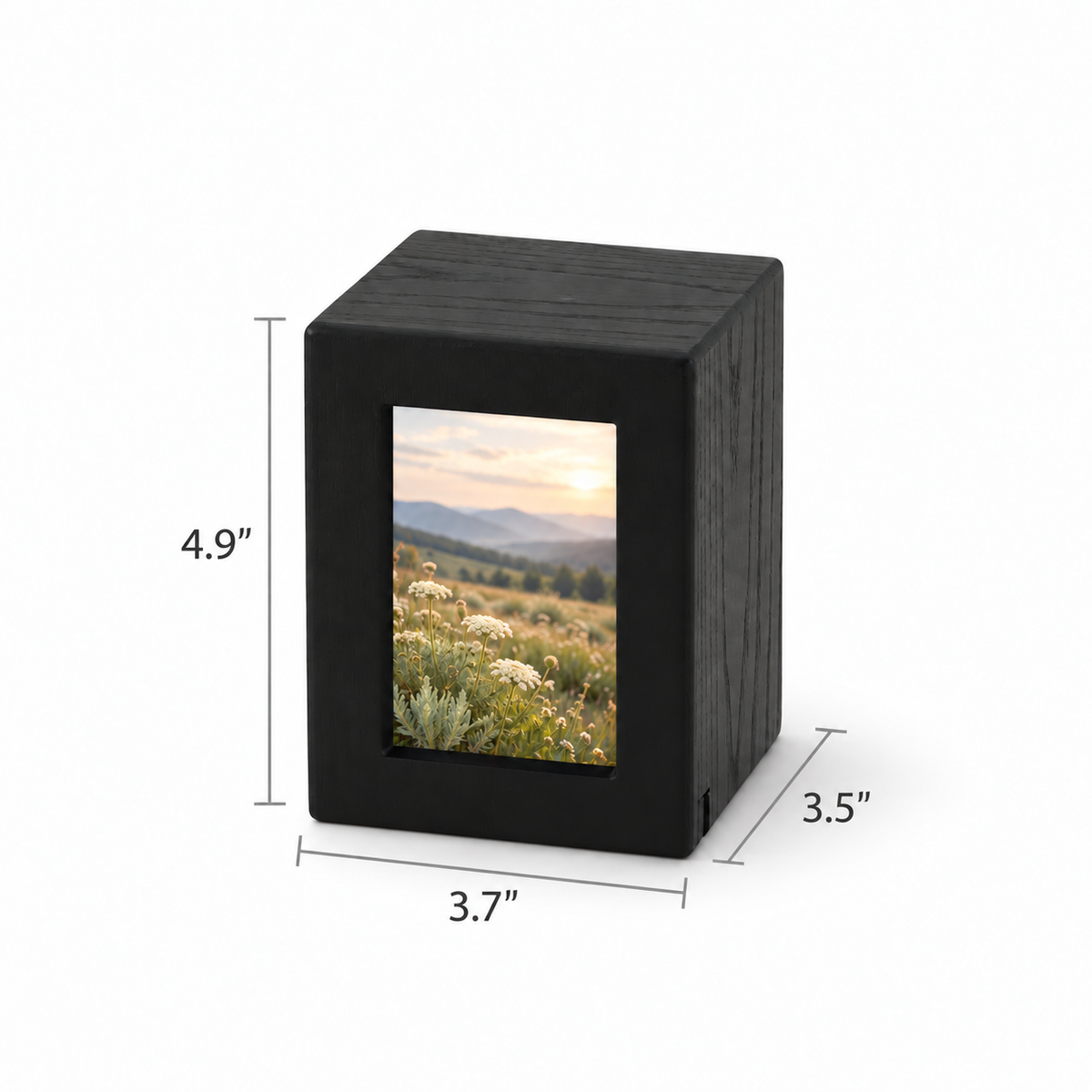 Photo Cremation Urn with Black Finish  - 25 cubic inch
