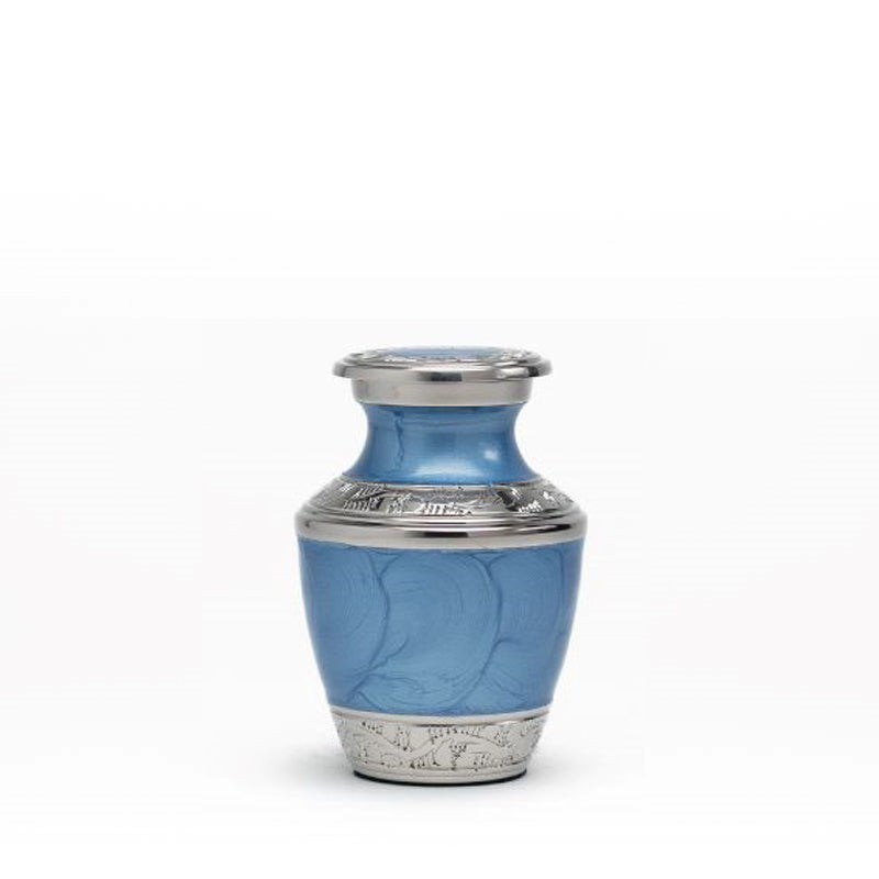 Enamel Blue Ripple Cremation Urn - Keepsake