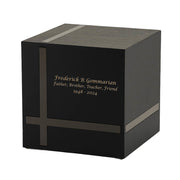 Modern Bristol Ebony and Gloss Gray Cremation Urn - XL 245 cubic inch