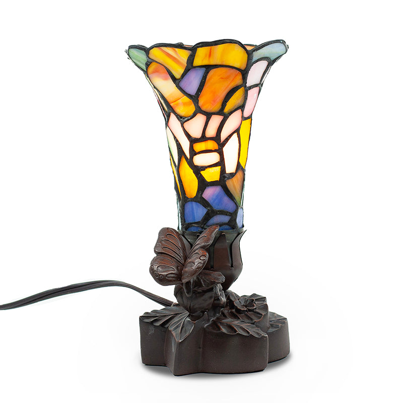 Stained Glass Memorial Keepsake Lamp with Butterfly Detail