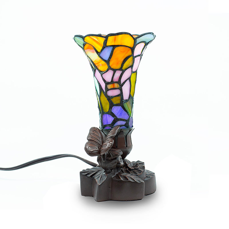 Stained Glass Memorial Keepsake Lamp with Butterfly Detail