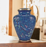 Nouveau Butterfly Cloisonné Cremation Urn - Large