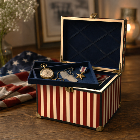 USA Flag of 1812 Memory Chest Cremation Urn - Large