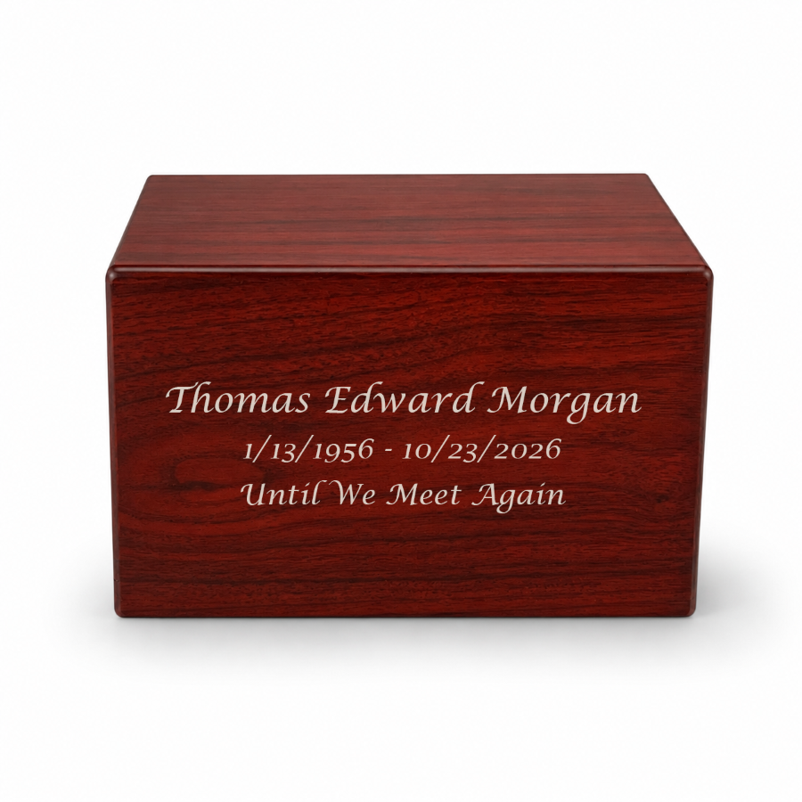 Adoration Cremation Urn Box, 200 cubic inch - Cherry