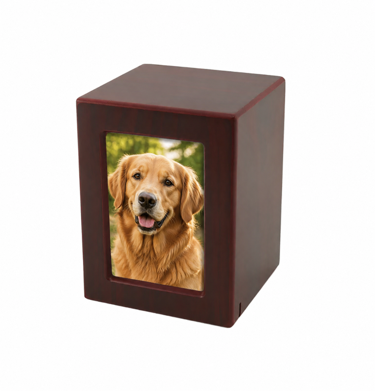 Cherry MDF Pet Photo Cremation Urn - Small