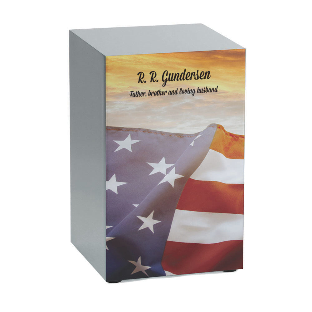 Stars and Stripes Cremation Urn, Pewter - 200 cubic inches