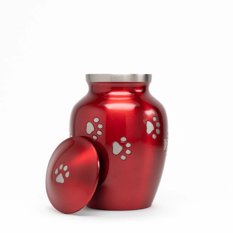 30 Cubic Inches Glossy Red with Pewter Paw Detail - 30 cubic inch – North American Urns ...