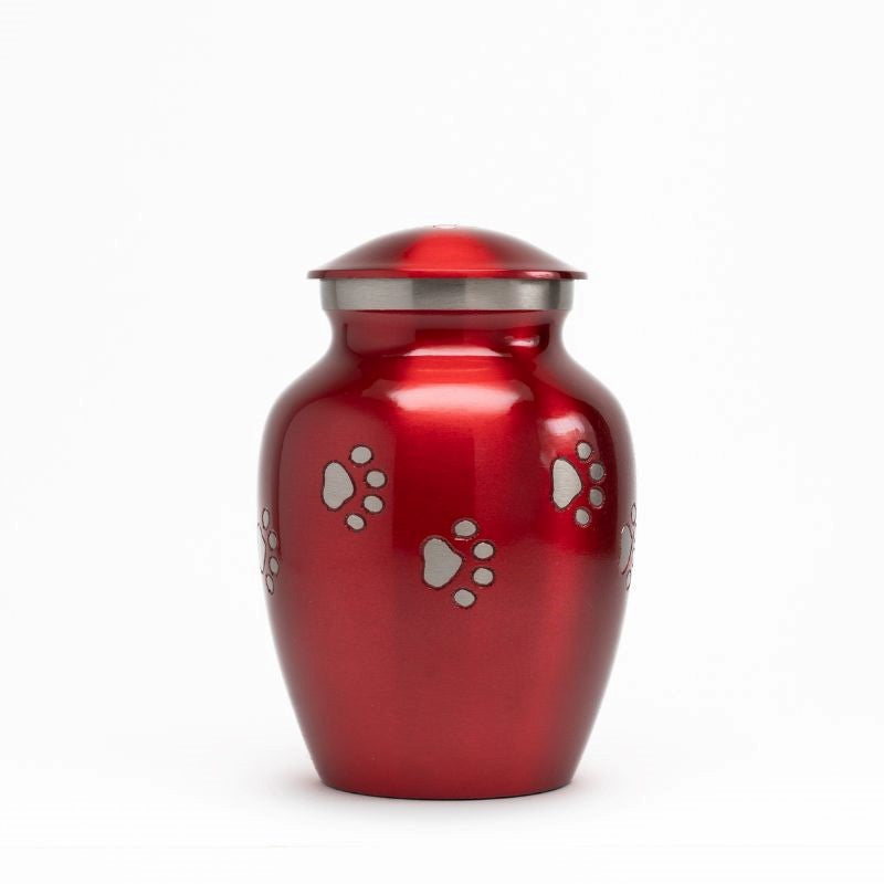 Glossy Red with Pewter Paw Detail - 30 cubic inch