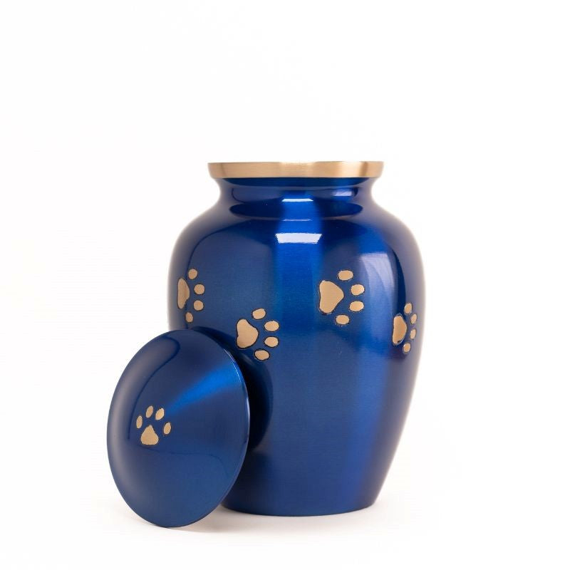 Glossy Blue with Gold Paw Detail - 70 cubic inch