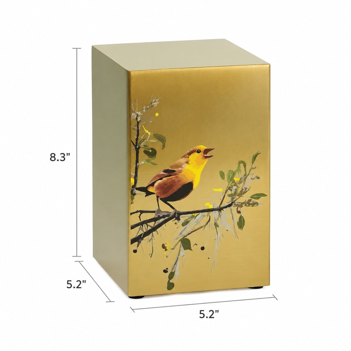 Golden Songbirds Left Companion Urn, Bronze - 200 cubic inches