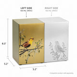 Golden Songbirds Left Companion Urn, Bronze - 200 cubic inches