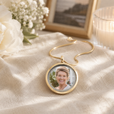 Gold Round Stainless Steel Photo Cremation Locket