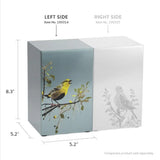 Golden Songbirds Left Companion Urn, Pewter - 200 cubic inches