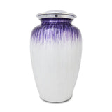 Enamel Finished Metal Alloy Cremation Urn - Purple and White