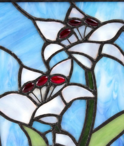 White Lily Stained Glass Cremation Urn