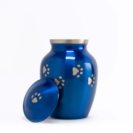 Glossy Blue with Gold Paw Detail - 30 cubic inch