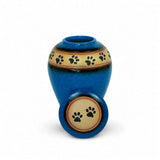 Loving Paws Blue Ceramic Cremation Urn - 80 cubic inch capacity