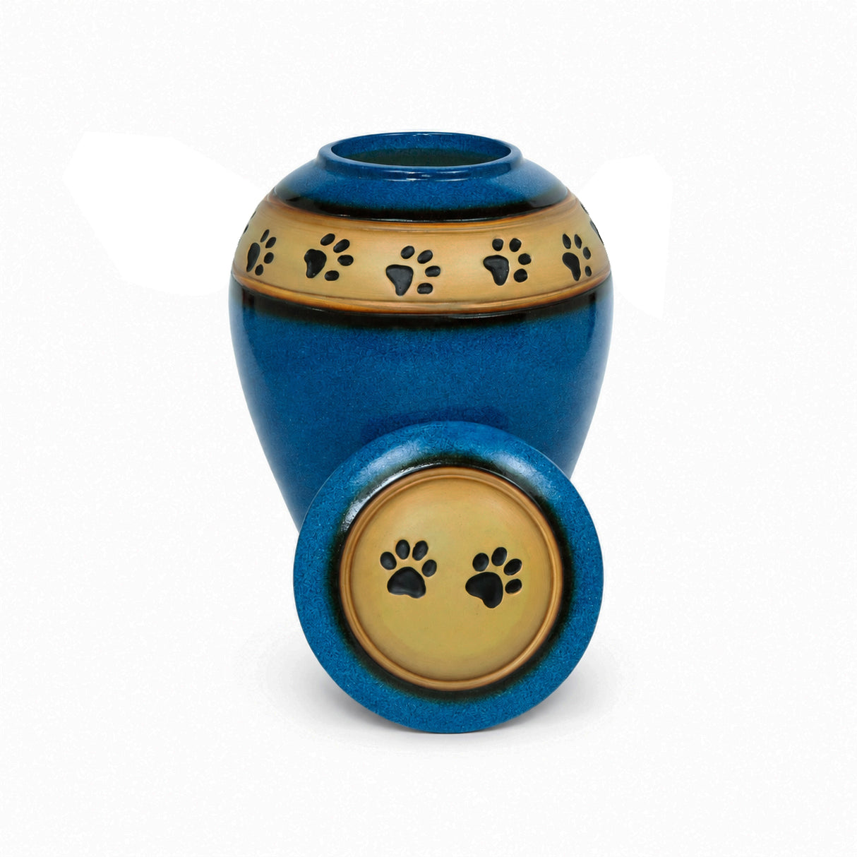 Loving Paws Blue Ceramic Cremation Urn - 120 cubic inch capacity