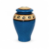 Loving Paws Blue Ceramic Cremation Urn - 120 cubic inch capacity