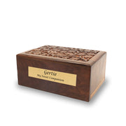 Hand-carved Floral Rosewood Cremation Urn - Medium 45 cubic inch