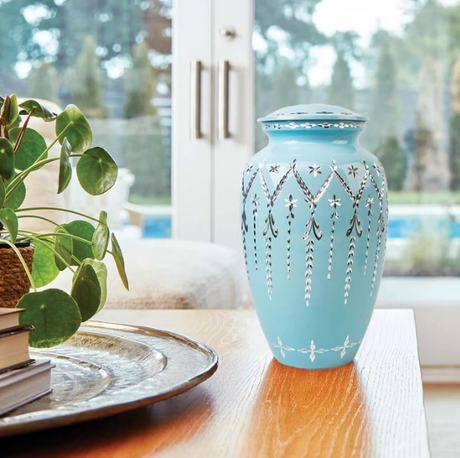 Garland Drop Cremation Urn - Robin's Egg Blue